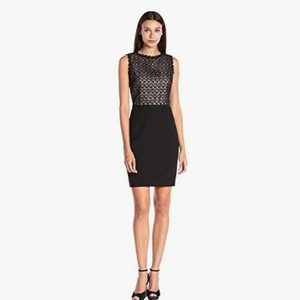 Ivanka Trump Sz 10 Elegant Black Lace Sheath Dress